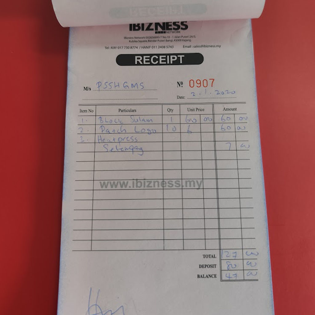 buku resit custom